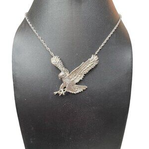 Sterling Silver Eagle Osprey Pendant Necklace Diving For Prey Detailed Wingspan